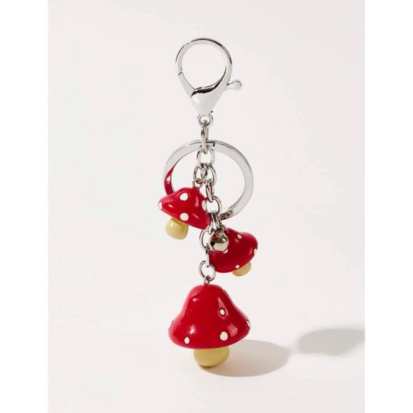 🍄 Style & Glamour Happy Red Spotted Mushroom Key Chain with Bell - NWT - Picture 3 of 11